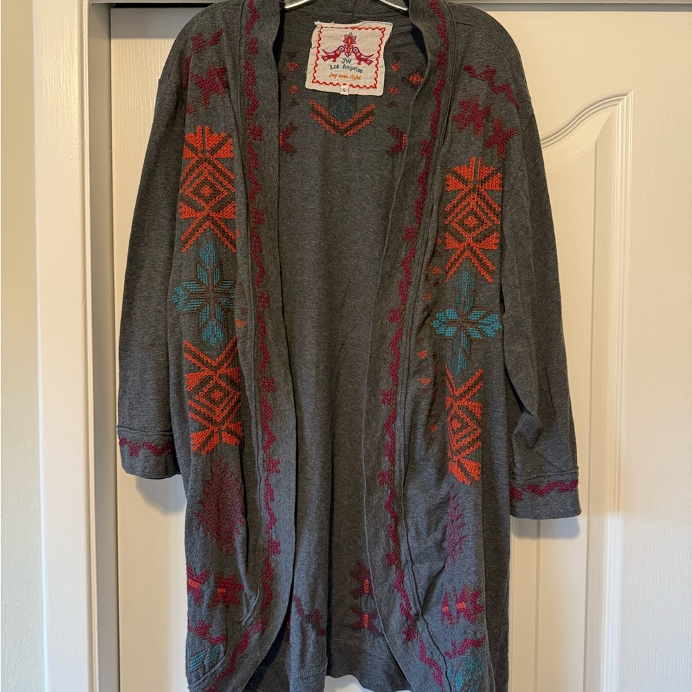 Johnny Was Embroidered Open Jacket